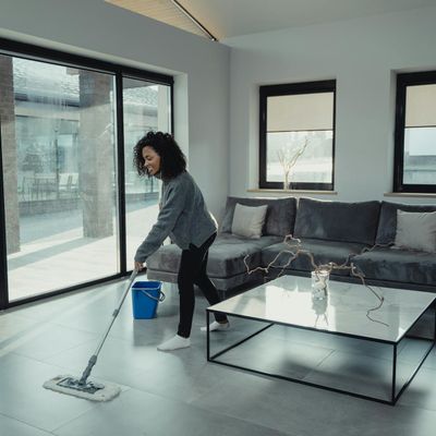 Modern clean interior with large window